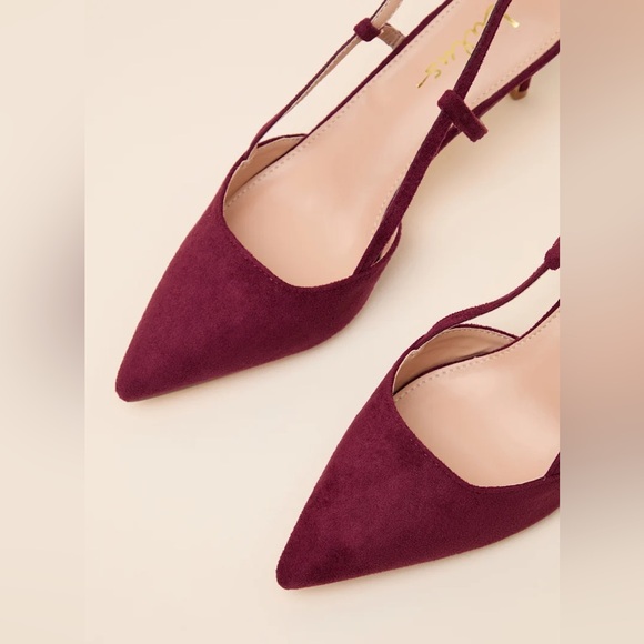 Lulus Cadey Burgundy Suede Pointed-toe Slingback Pumps Red - Size 8.5 - Picture 5 of 6